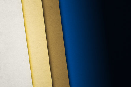 abstract blue and yellow vintage background on old retro paper textureの写真素材