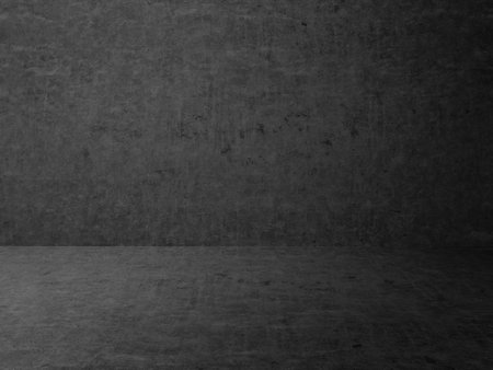 concrete black room, plaster dark wall, grunge interior backgroundの写真素材