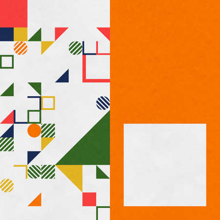 abstract geometric figures, bauhaus background on paper textureの写真素材