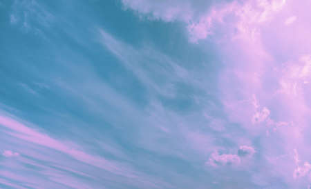 pink clouds, neon sky backgroundの写真素材
