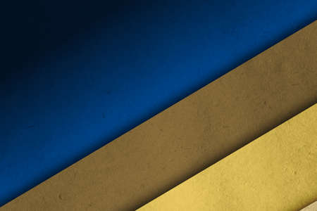 abstract blue and yellow vintage background on old retro paper textureの写真素材