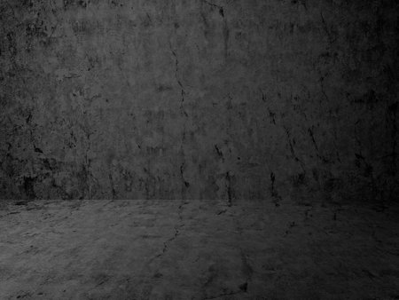 concrete black room, plaster dark wall, grunge interior backgroundの写真素材
