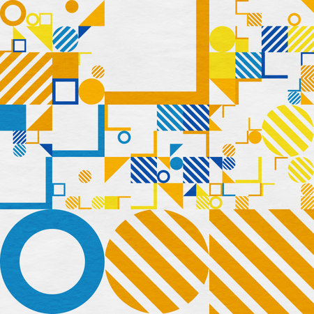 abstract geometric figures, bauhaus background on paper textureの写真素材