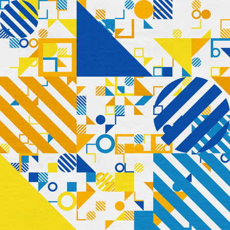 abstract geometric figures, bauhaus background on paper textureの写真素材