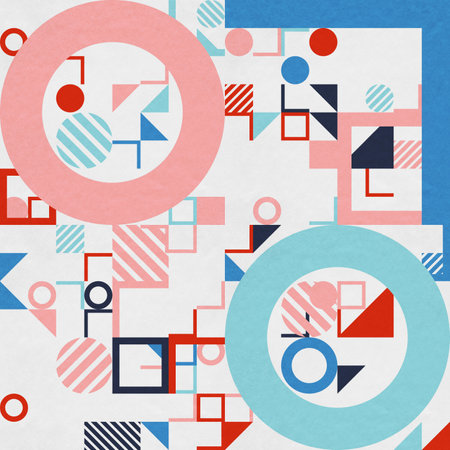 abstract geometric figures, bauhaus background on paper textureの写真素材