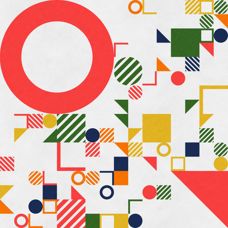 abstract geometric figures, bauhaus background on paper textureの写真素材
