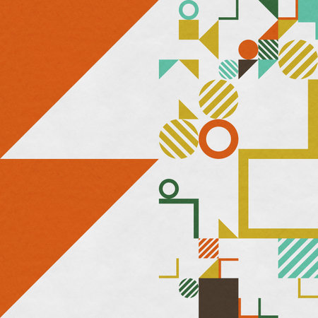 abstract geometric figures, bauhaus background on paper textureの写真素材