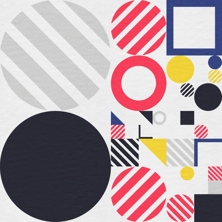 abstract geometric figures, bauhaus background on paper textureの写真素材
