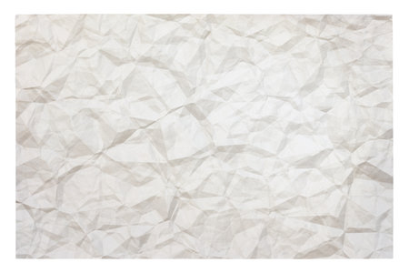old blank crumpled paper with copyspace isolated on white backgroundの写真素材