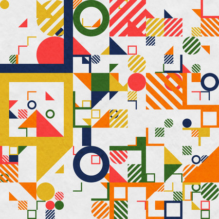abstract geometric figures, bauhaus background on paper textureの写真素材