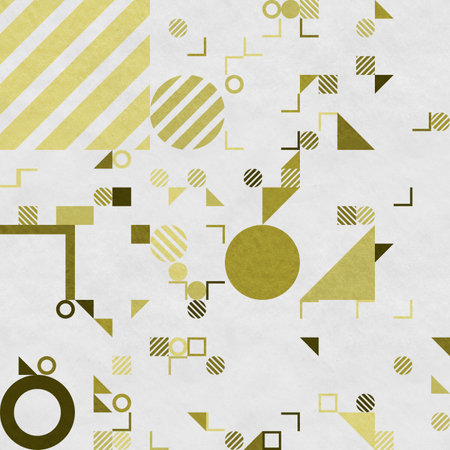 abstract geometric figures, bauhaus background on paper textureの写真素材