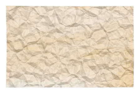 old blank crumpled paper with copyspace isolated on white backgroundの写真素材