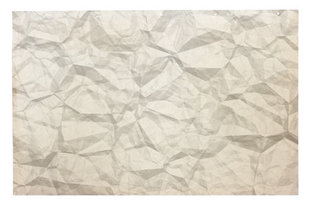 old blank crumpled paper with copyspace isolated on white backgroundの写真素材