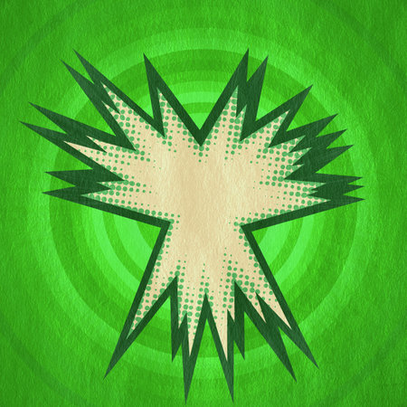 green retro comics background on old paper textureの写真素材