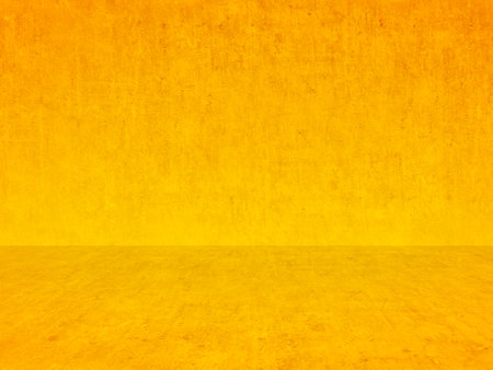 yellow plaster wall, old grunge room, interior backgroundの写真素材