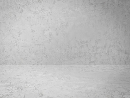 empty room with concrete wall, white backgroundの写真素材