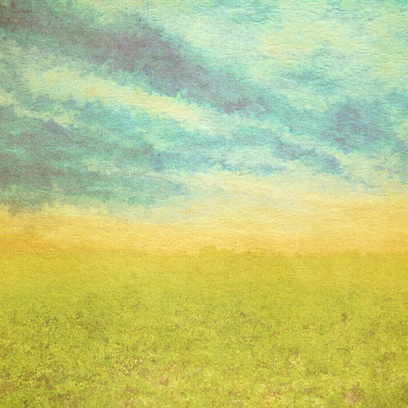 retro watercolor background, in the fieldsの写真素材