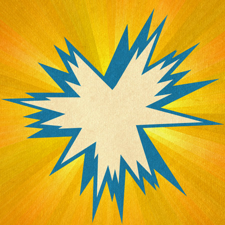 yellow retro comics background on old paper textureの写真素材