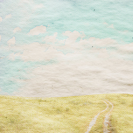 old fields, retro background on paper textureの写真素材