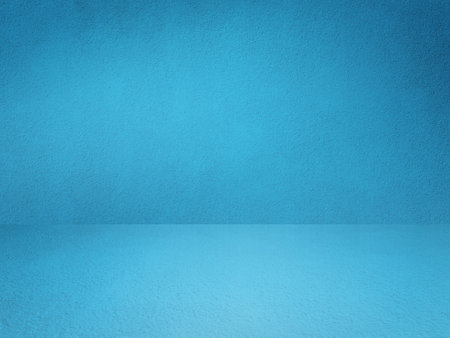 blue plaster wall, old grunge room, interior backgroundの写真素材