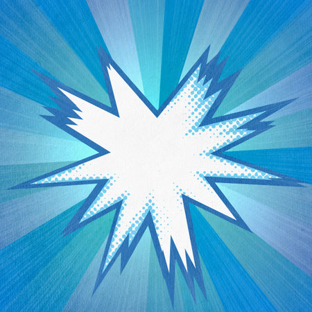 blue retro comics background on old paper textureの写真素材