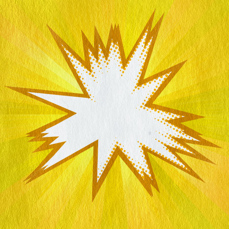 yellow retro comics background on old paper textureの写真素材