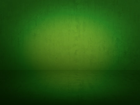 green plaster wall, old grunge room, interior backgroundの写真素材