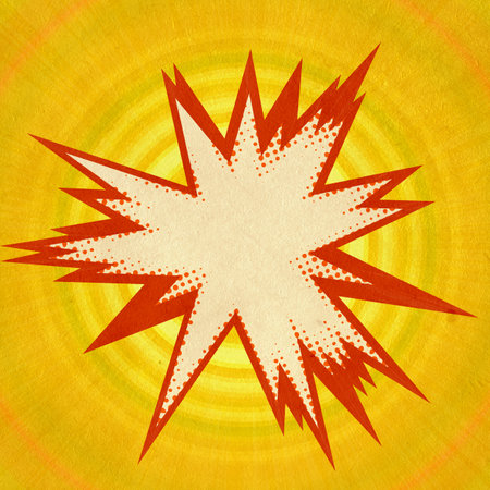 yellow retro comics background on old paper textureの写真素材