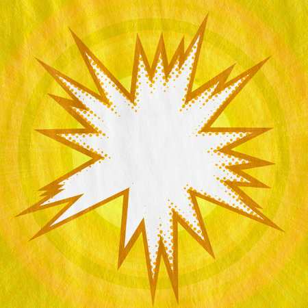 yellow retro comics background on old paper textureの写真素材