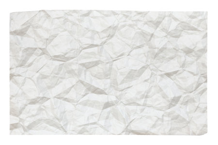 old blank crumpled paper with copyspace isolated on white backgroundの写真素材