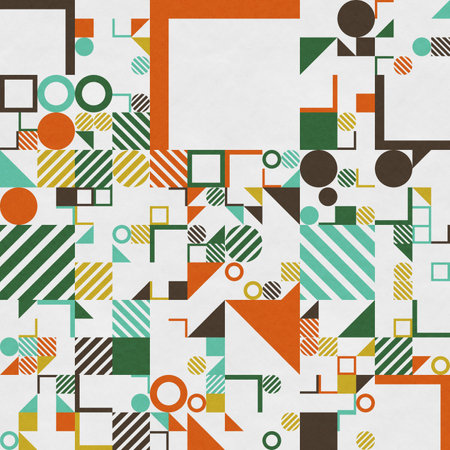 abstract geometric figures, bauhaus background on paper textureの写真素材