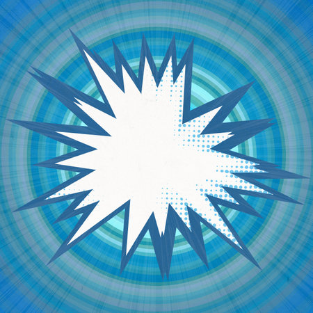 blue retro comics background on old paper textureの写真素材