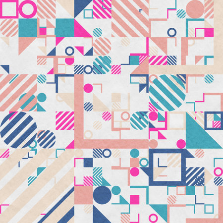 abstract geometric figures, bauhaus background on paper textureの写真素材