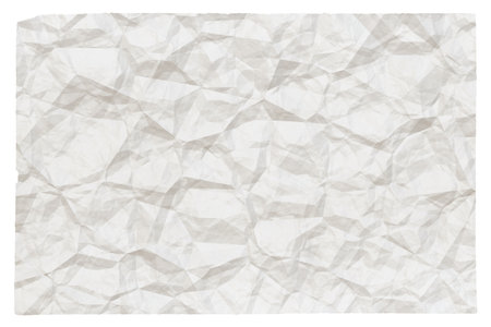old blank crumpled paper with copyspace isolated on white backgroundの写真素材