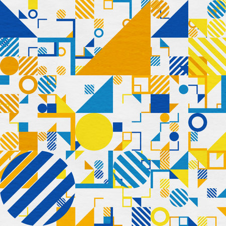 abstract geometric figures, bauhaus background on paper textureの写真素材