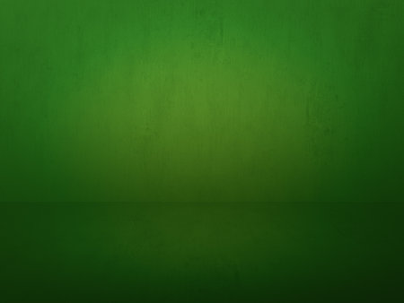 green plaster wall, old grunge room, interior backgroundの写真素材
