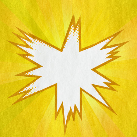 yellow retro comics background on old paper textureの写真素材