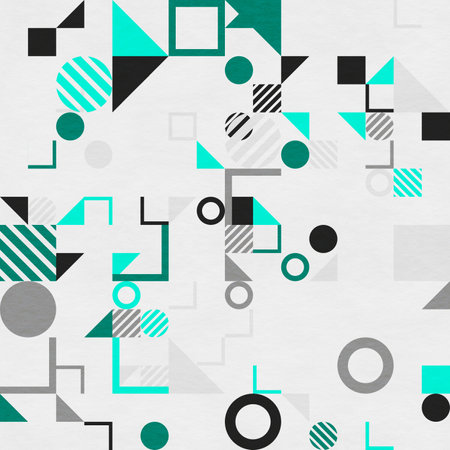 abstract geometric figures, bauhaus background on paper textureの写真素材