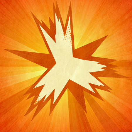 orange retro comics background on old paper textureの写真素材
