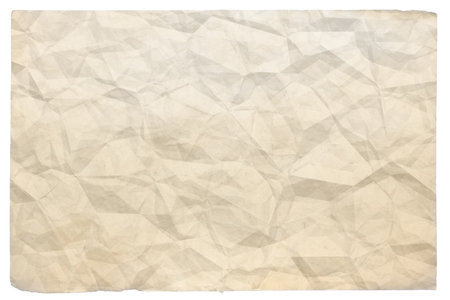 old blank crumpled paper with copyspace isolated on white backgroundの写真素材