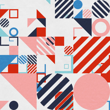 abstract geometric figures, bauhaus background on paper textureの写真素材