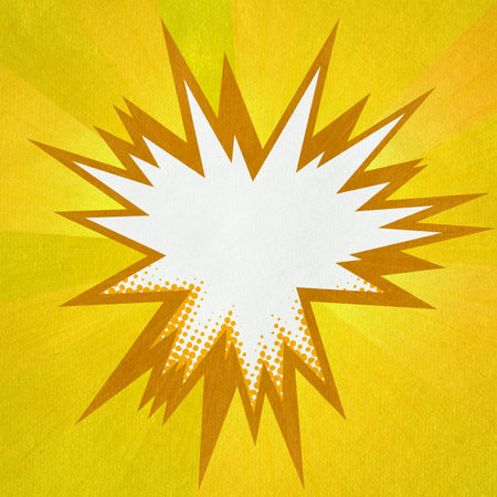 yellow retro comics background on old paper textureの写真素材
