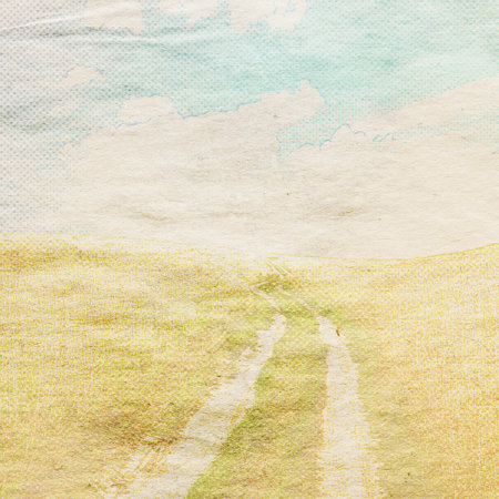 old fields, retro background on paper textureの写真素材