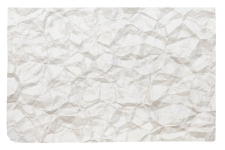 old blank crumpled paper with copyspace isolated on white backgroundの写真素材