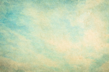 retro sky painting pattern on old paper texture. vintage watercolor clouds.の写真素材
