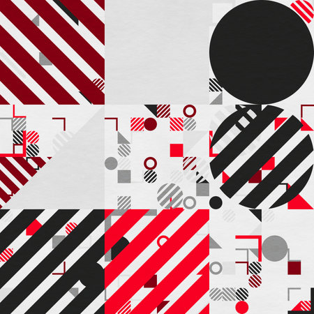 abstract geometric figures, bauhaus background on paper textureの写真素材