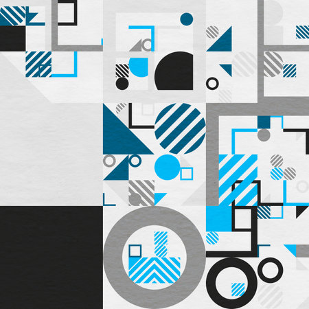 abstract geometric figures, bauhaus background on paper textureの写真素材