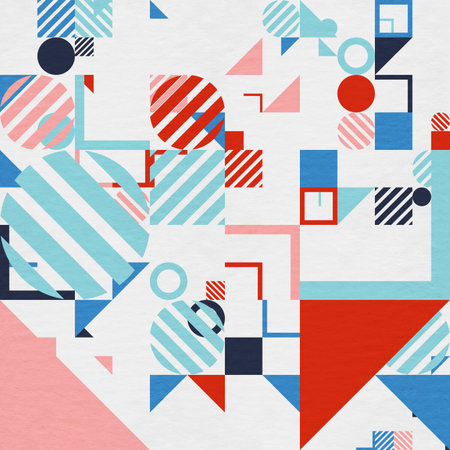 abstract geometric figures, bauhaus background on paper textureの写真素材