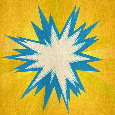 yellow retro comics background on old paper textureの写真素材