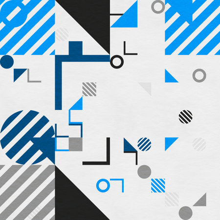 abstract geometric figures, bauhaus background on paper textureの写真素材